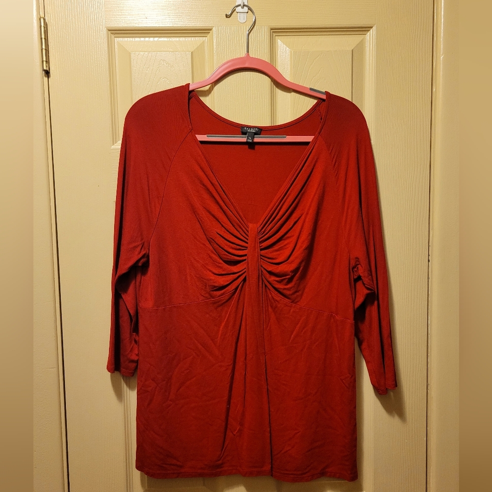 🌻 Talbots Red Elbow Sleeve Blouse - Size XL - Excellent Condition
